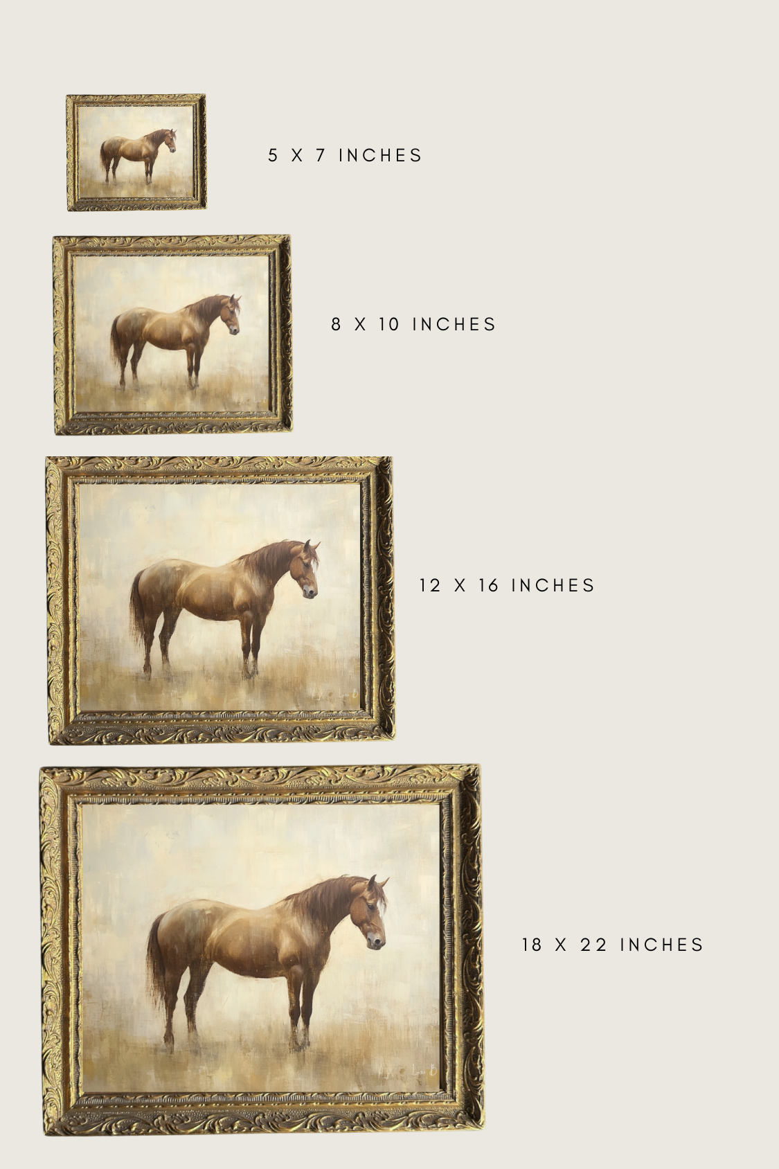 Horseback | French Brass Gold Mould Framed Art