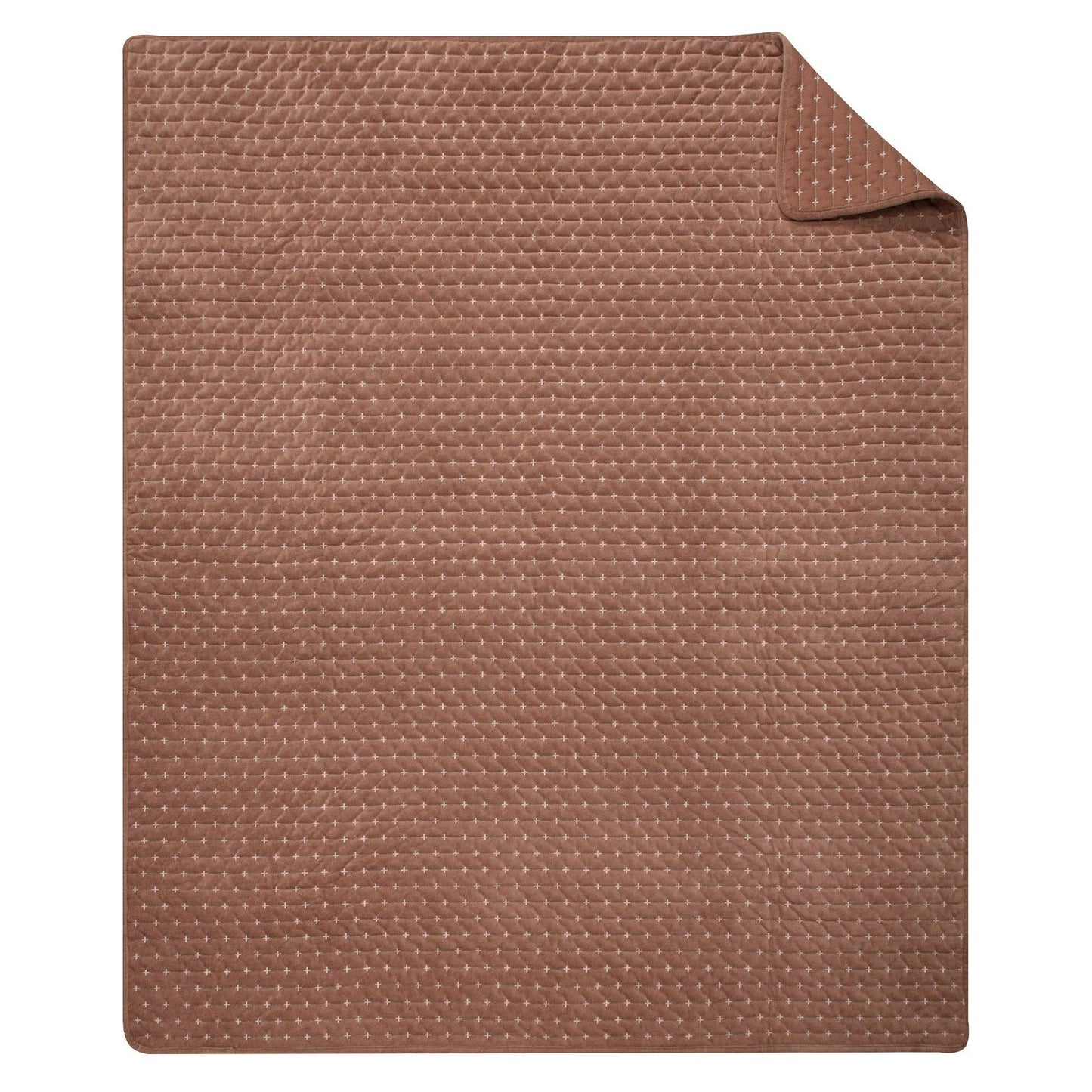 Velvet Stitch Quilted Throw: Rust
