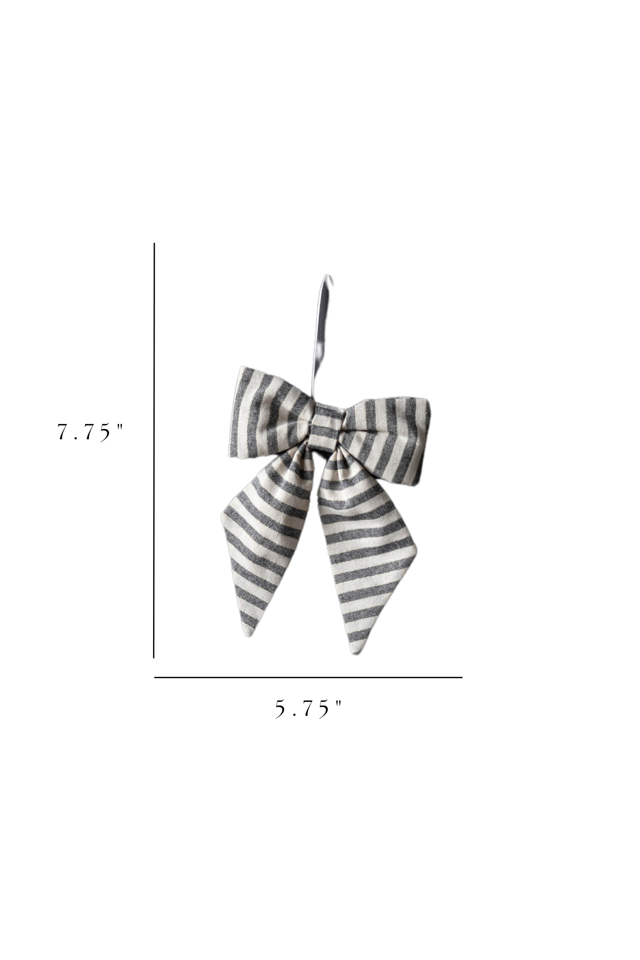 Bow Striped Charcoal Black Fabric - Large