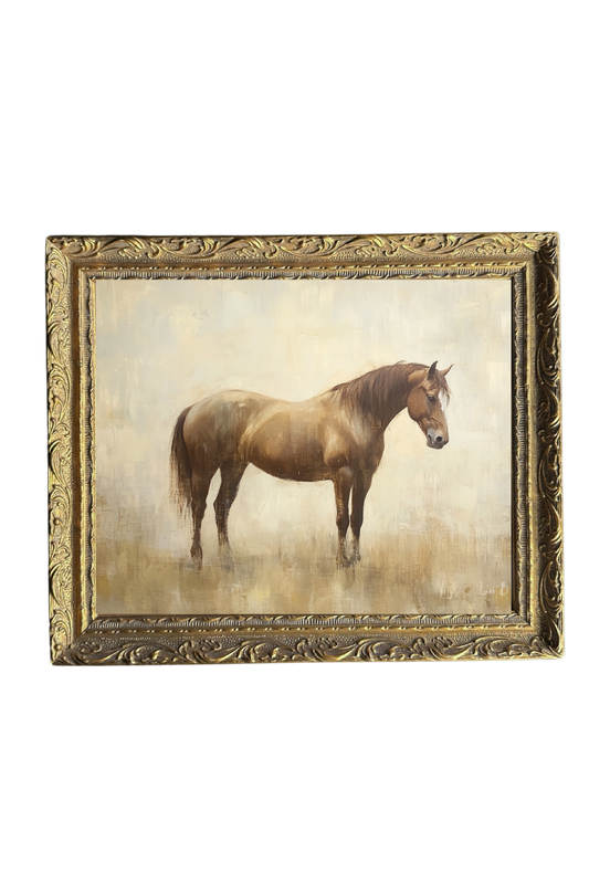 Le Cheval | French Brass Gold Mould Framed Art