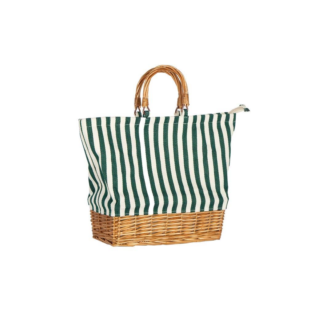 Rectangular Willow Base Insulated Picnic Bag – Green