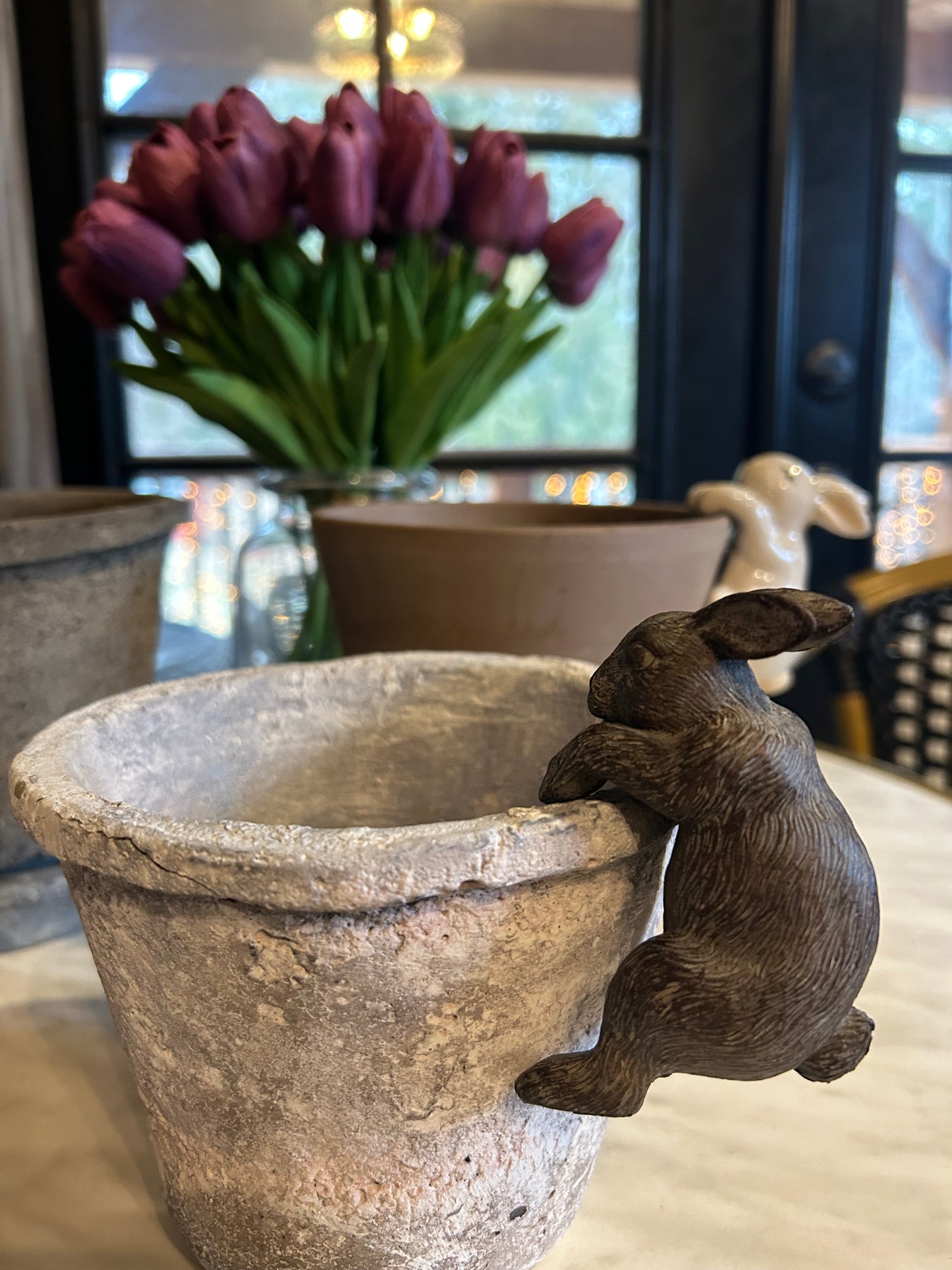 Antique Bronze Bunny Pot Hanger