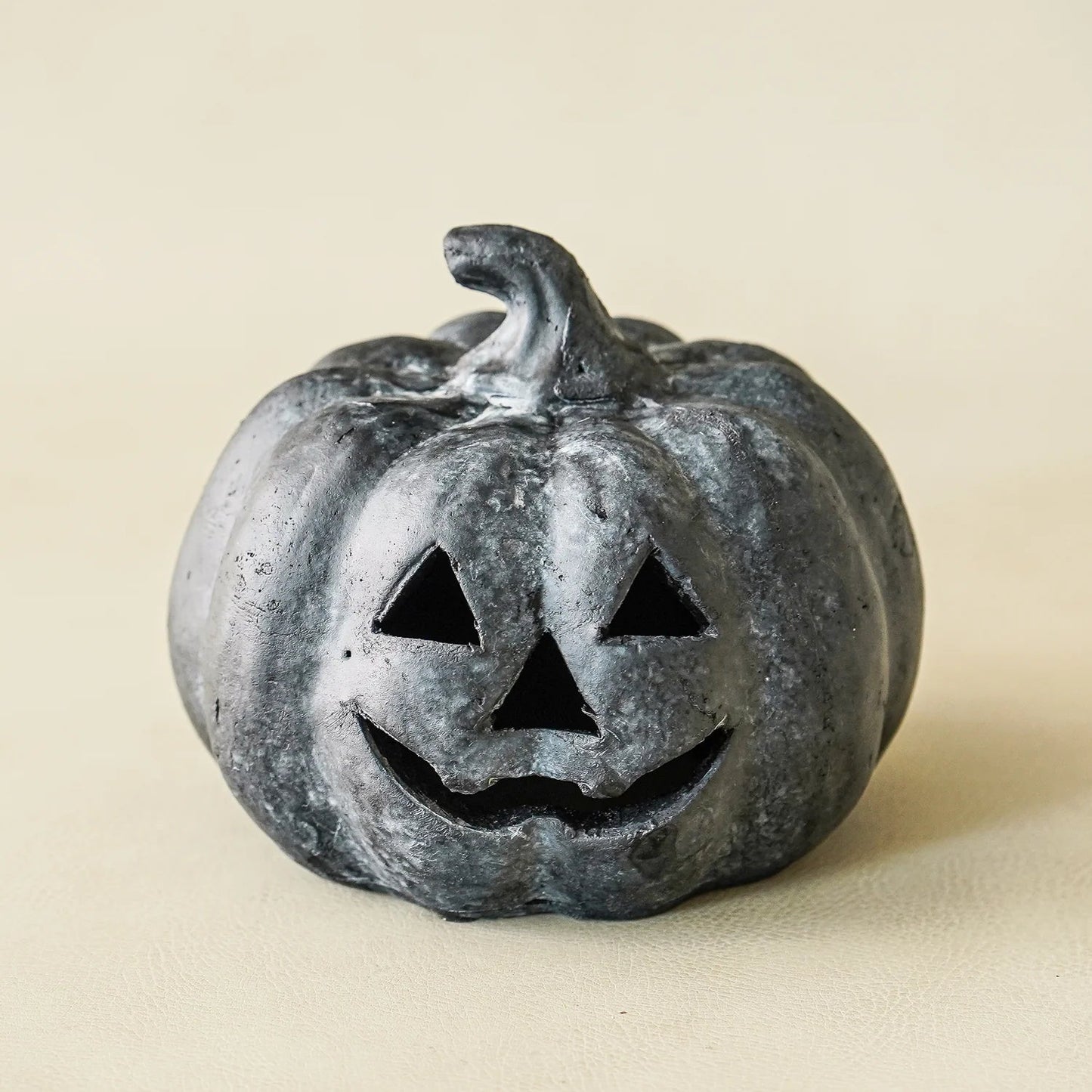 Rustic Black Terracotta Jack-O-Lantern Pumpkins | 2 Sizes
