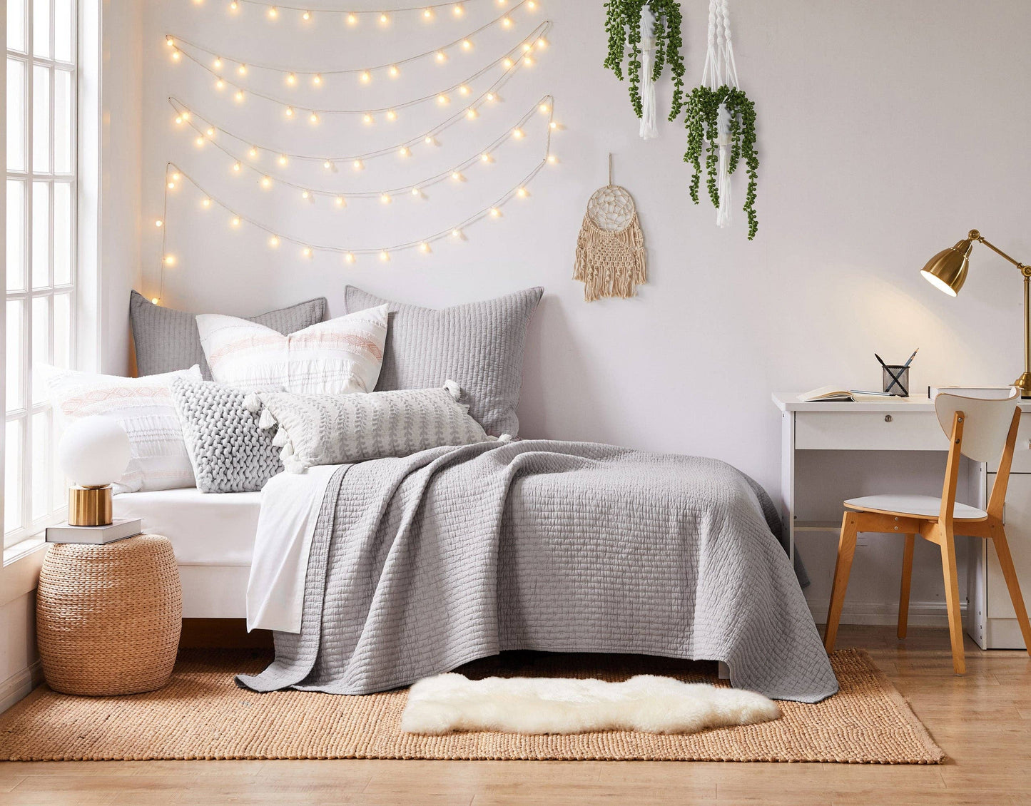 Cross Stitch Quilt Set: Taupe