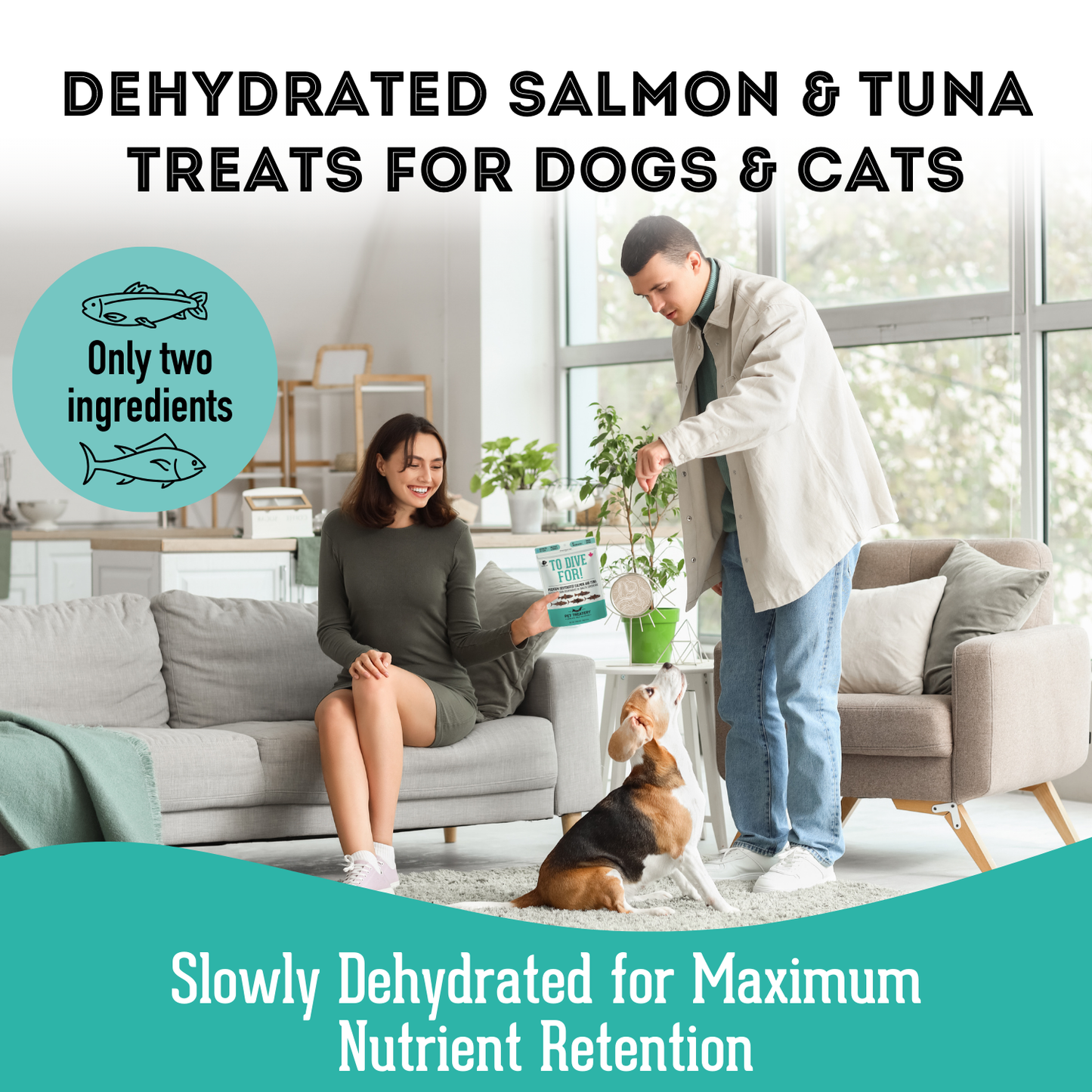 Salmon & Tuna Dehydrated Pet Treats: Omega-3 & High-Protein