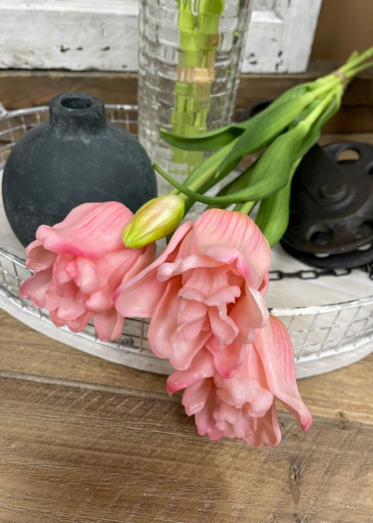 18" Fresh Touch Ruffled Pink Parrot Tulip Bundle
