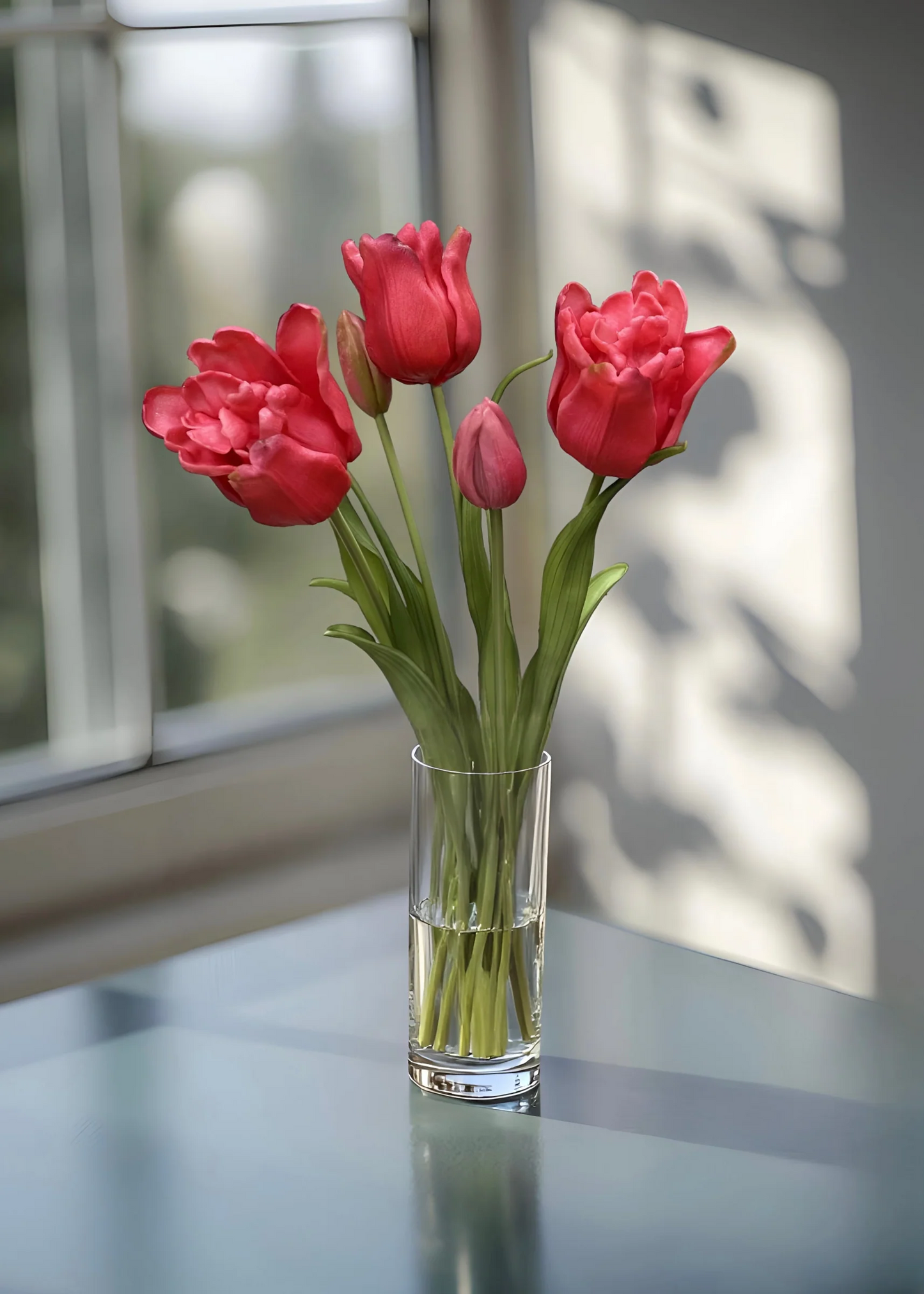 18" Fresh Touch Ruffled Rose Parrot Tulip Bundle