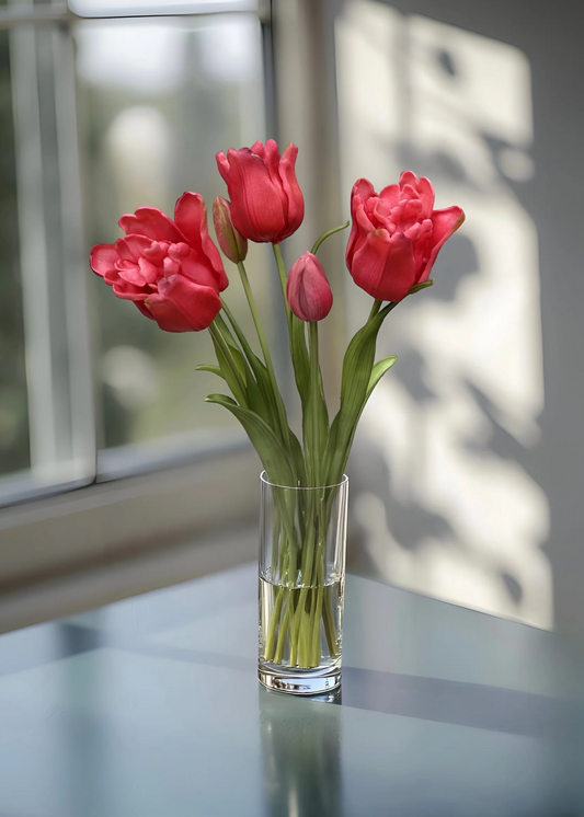 18" Fresh Touch Ruffled Rose Parrot Tulip Bundle
