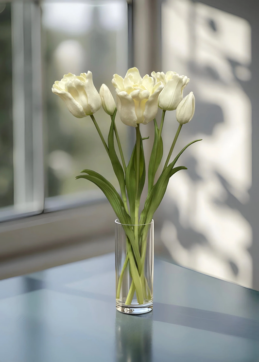 18" Fresh Touch Ruffled White Parrot Tulip Bundle