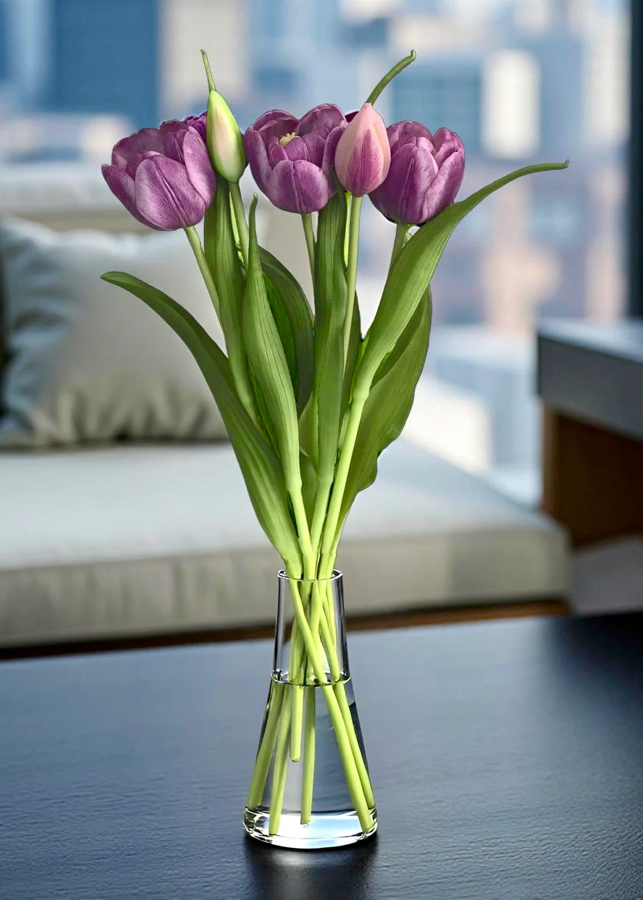 16.5" Fresh Touch Light Plum Double Late Tulip Bundle