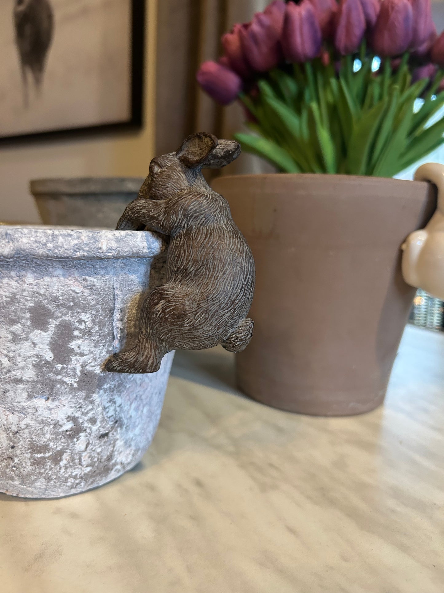 Antique Bronze Bunny Pot Hanger