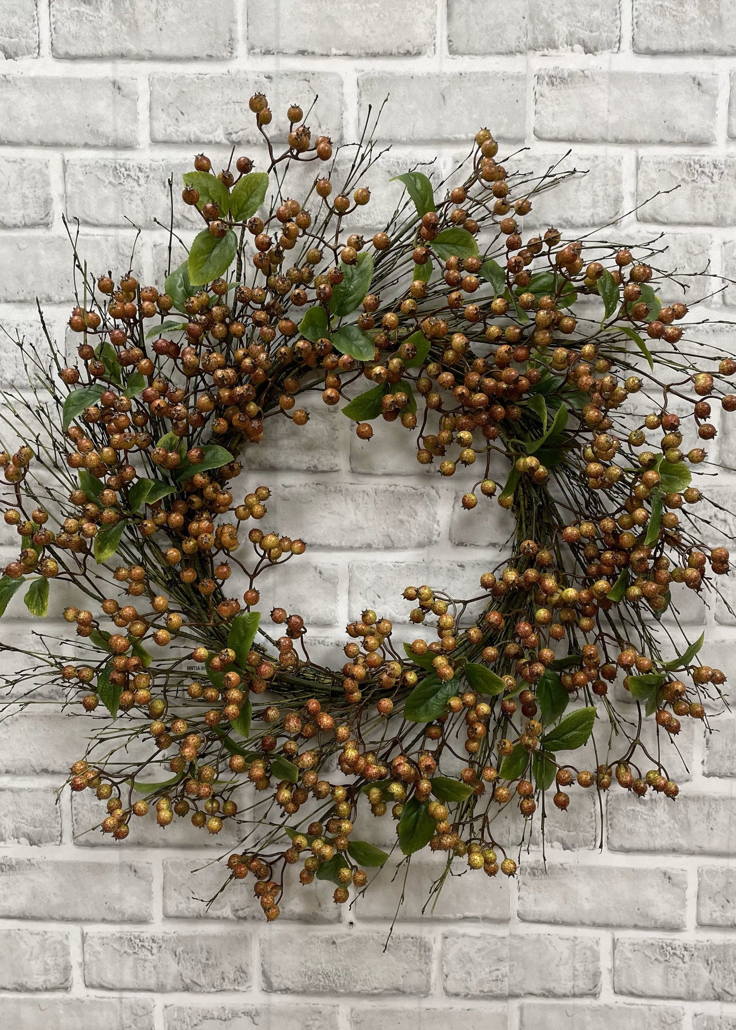 Fall Berry Candle Wreath 8.5" Inside Dim, 24" Outside Dim