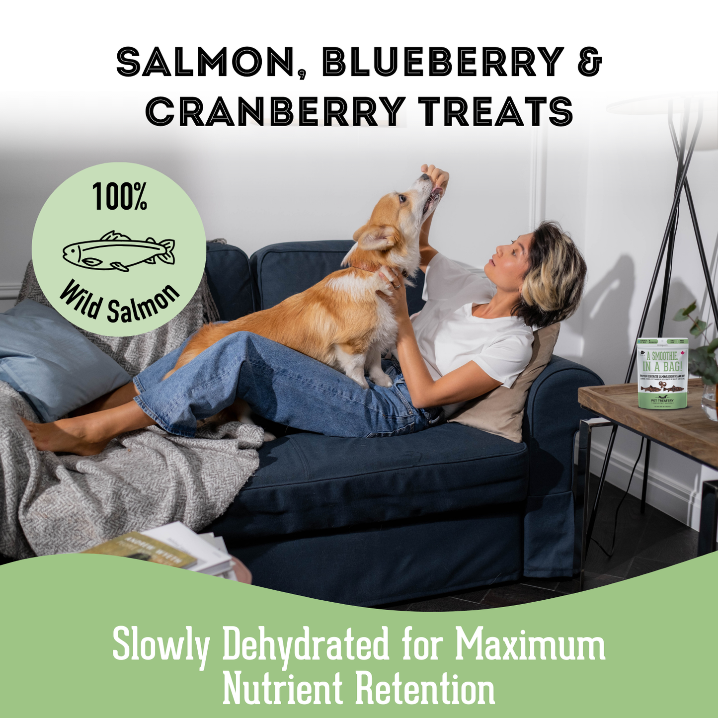 Salmon, Cranberry & Blueberry Dehydrated Pet Treat 80g