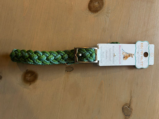 Kiss My Mutt Braided Collar Green - Small