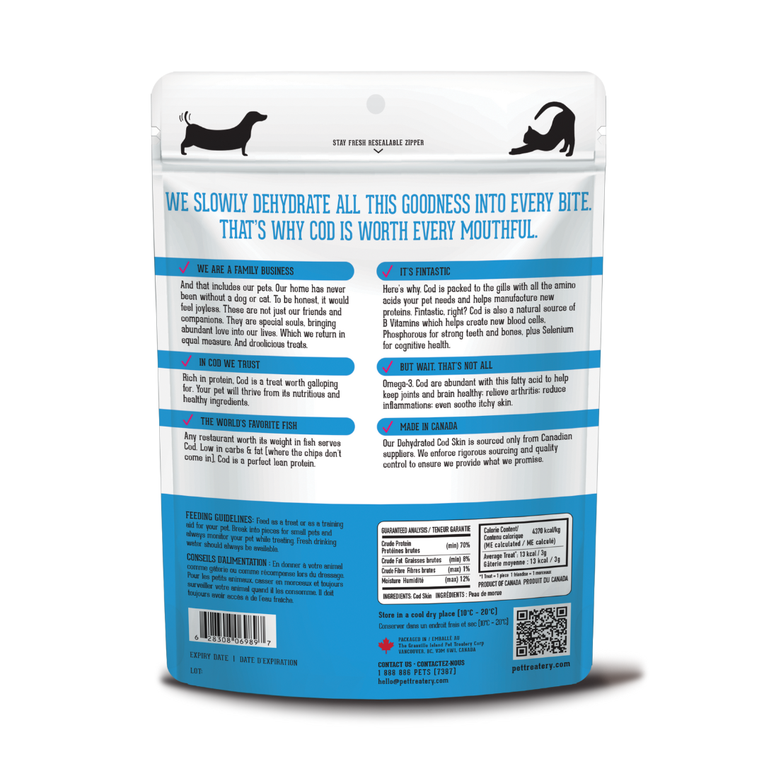 Cod Skin Dehydrated Pet Treats: High-Protein & Low-Calorie