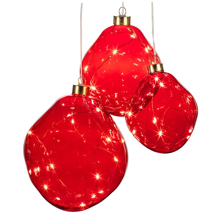 Md Organic Ball Orn w/LED-Red-5"H