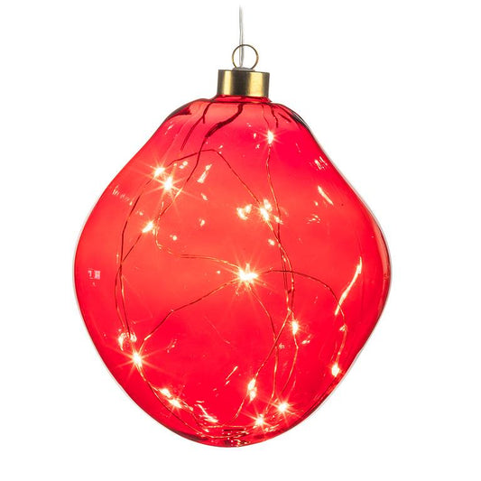 Md Organic Ball Orn w/LED-Red-5"H