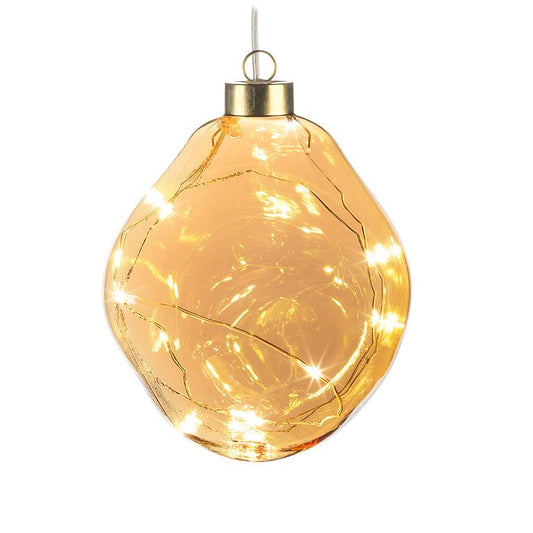 Md Organic Ball Orn w/LED-Gold-5"H