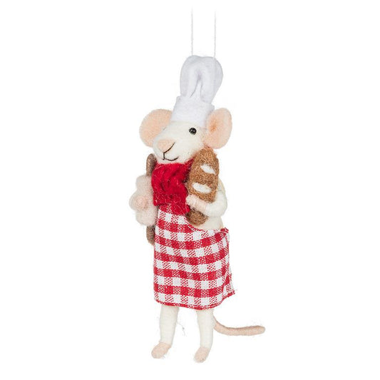 Mouse Holiday Ornament - Pastry Chef - 6"H