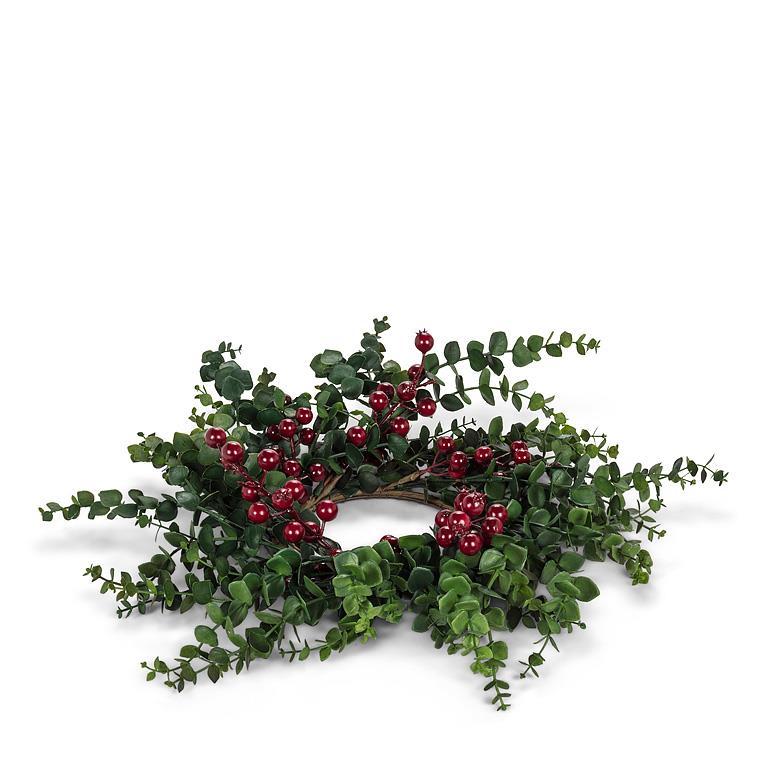 Eucalyptus & Berries Candle Ring-14"D