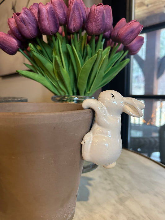 White Ceramic Bunny Pot Hanger