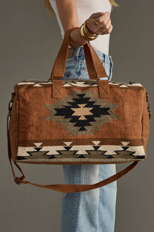Rust, Olive & Cream Aztec Duffel