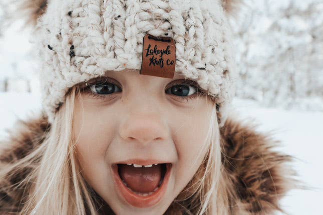 Double Pom Knit Hat - Oatmeal