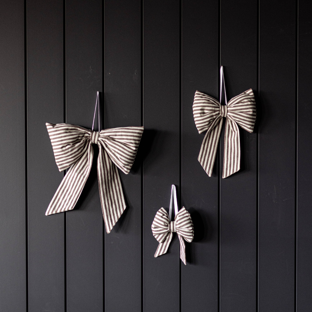 Striped Brown Fabric Bow