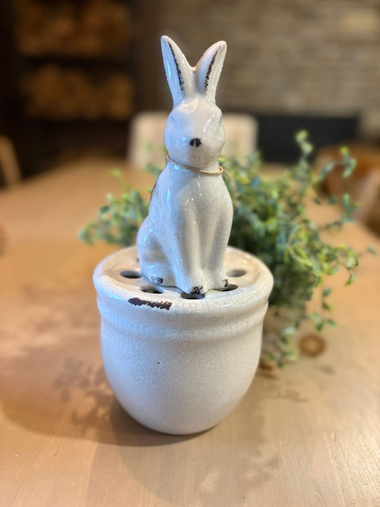 Ceramic Bunny Floral Bud Vase
