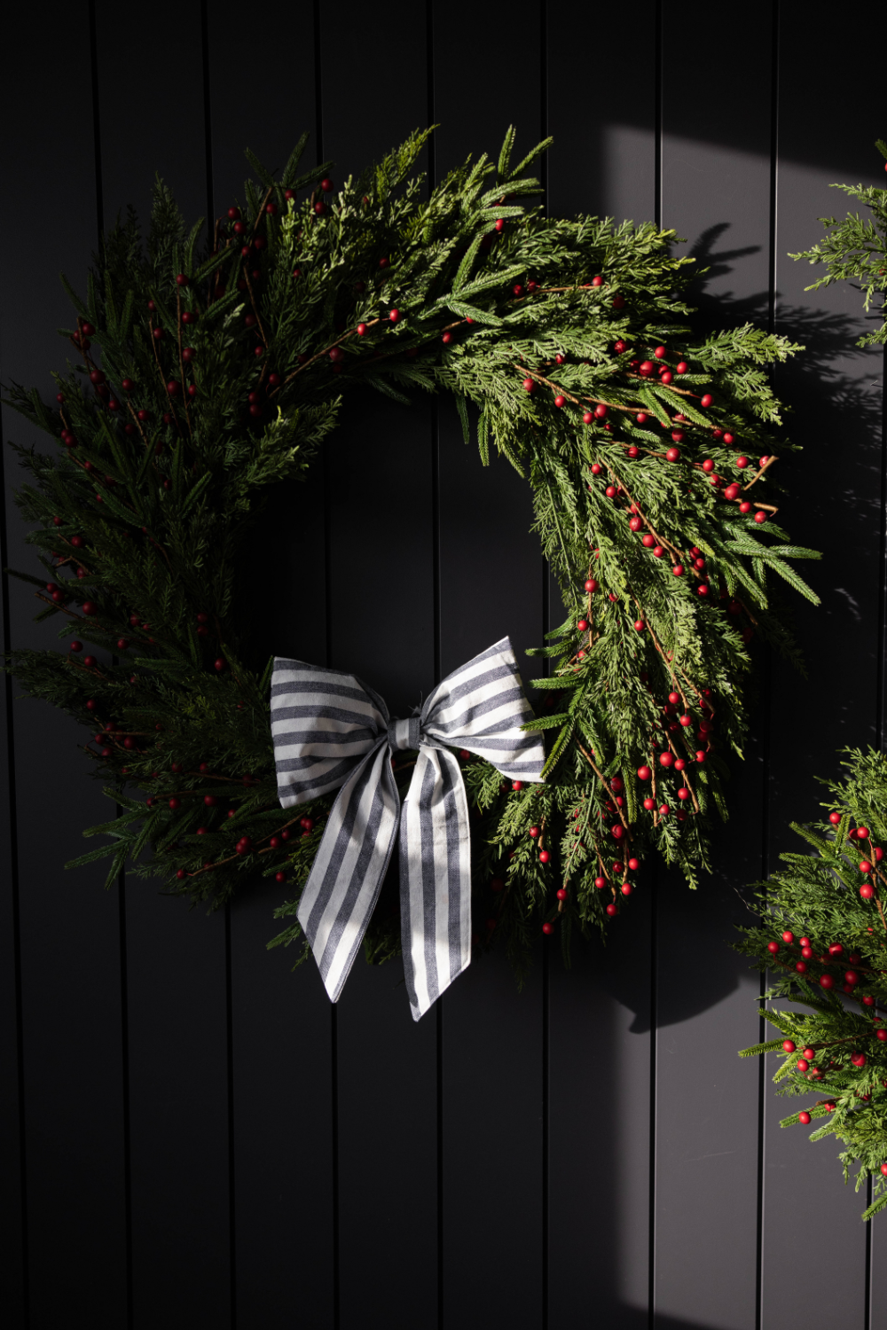 Red Plum Berry Norfolk Cypress Real Touch Wreath - 34"