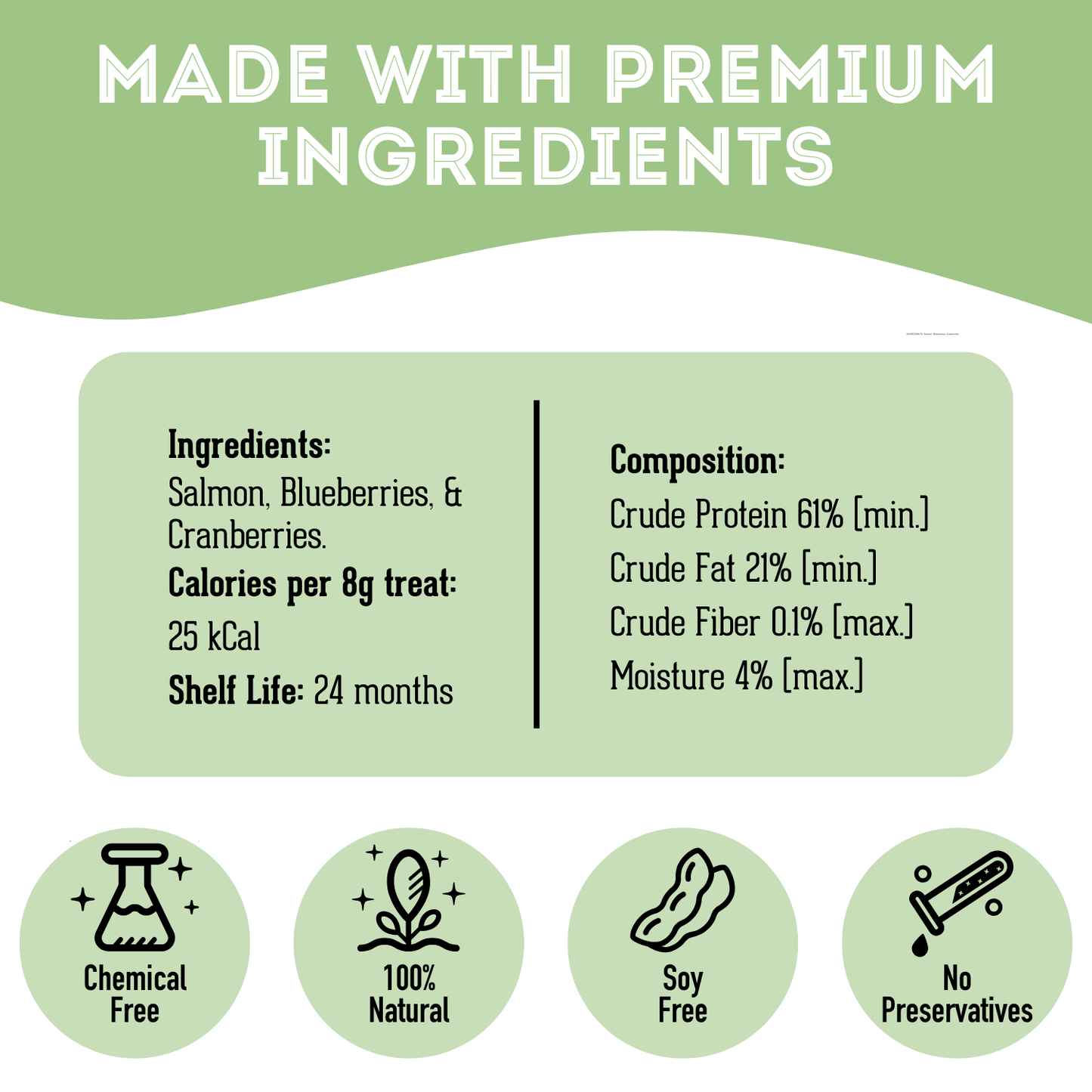 Salmon, Cranberry & Blueberry Dehydrated Pet Treat 80g