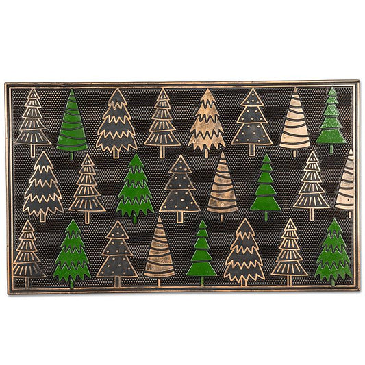 Rows of Christmas Trees Doormat-Copper/Grn-18x30"L