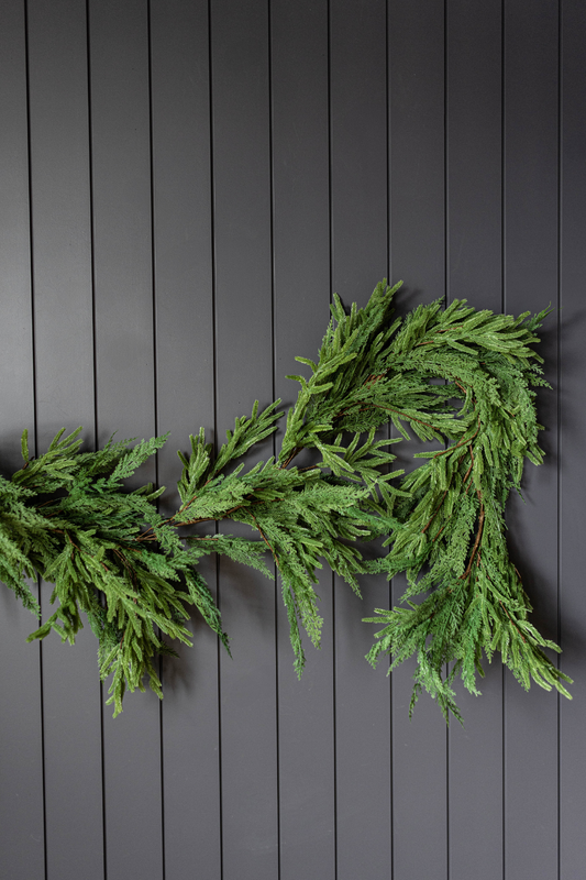Luxe Norfolk & Cypress Mix Real Touch Faux Christmas Garland 9ft