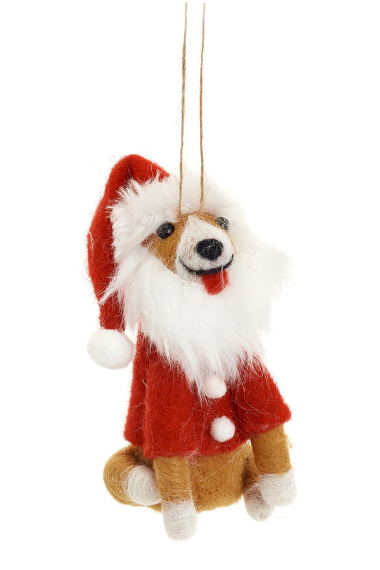 Dog Santa Ornament
