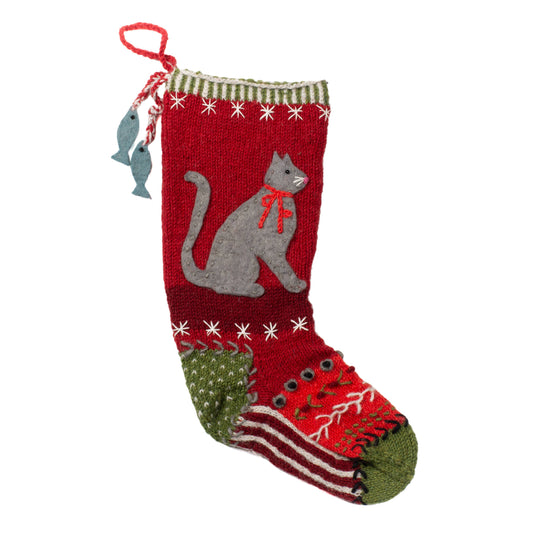 Whiskers - wool knit Christmas stocking
