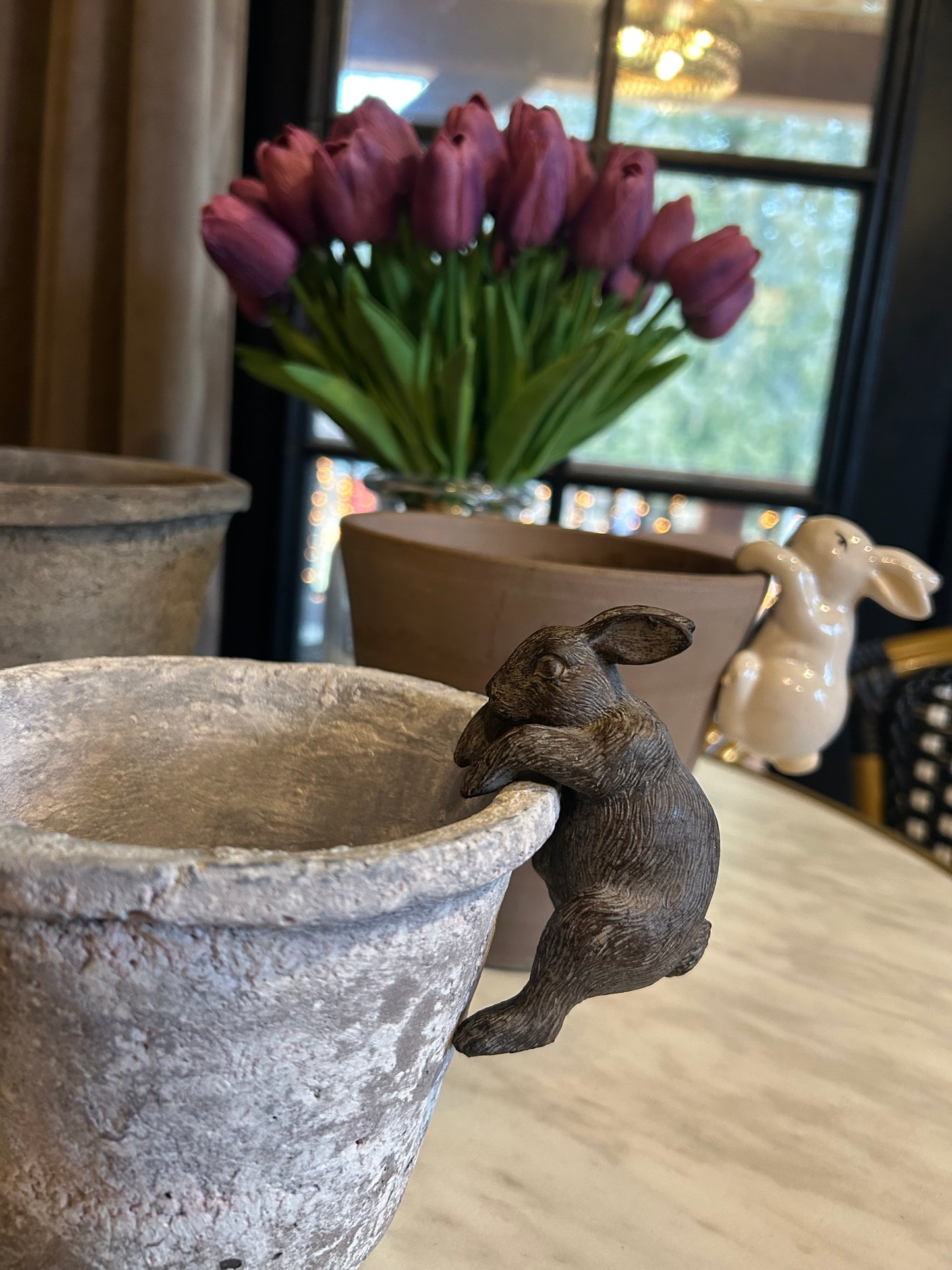 Antique Bronze Bunny Pot Hanger