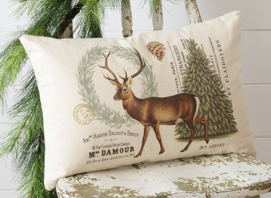 Pillow - Vintage Woodland Winter Deer