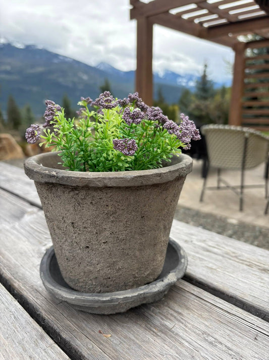 Vintage small Rustic Pot with Faux Plant drop in