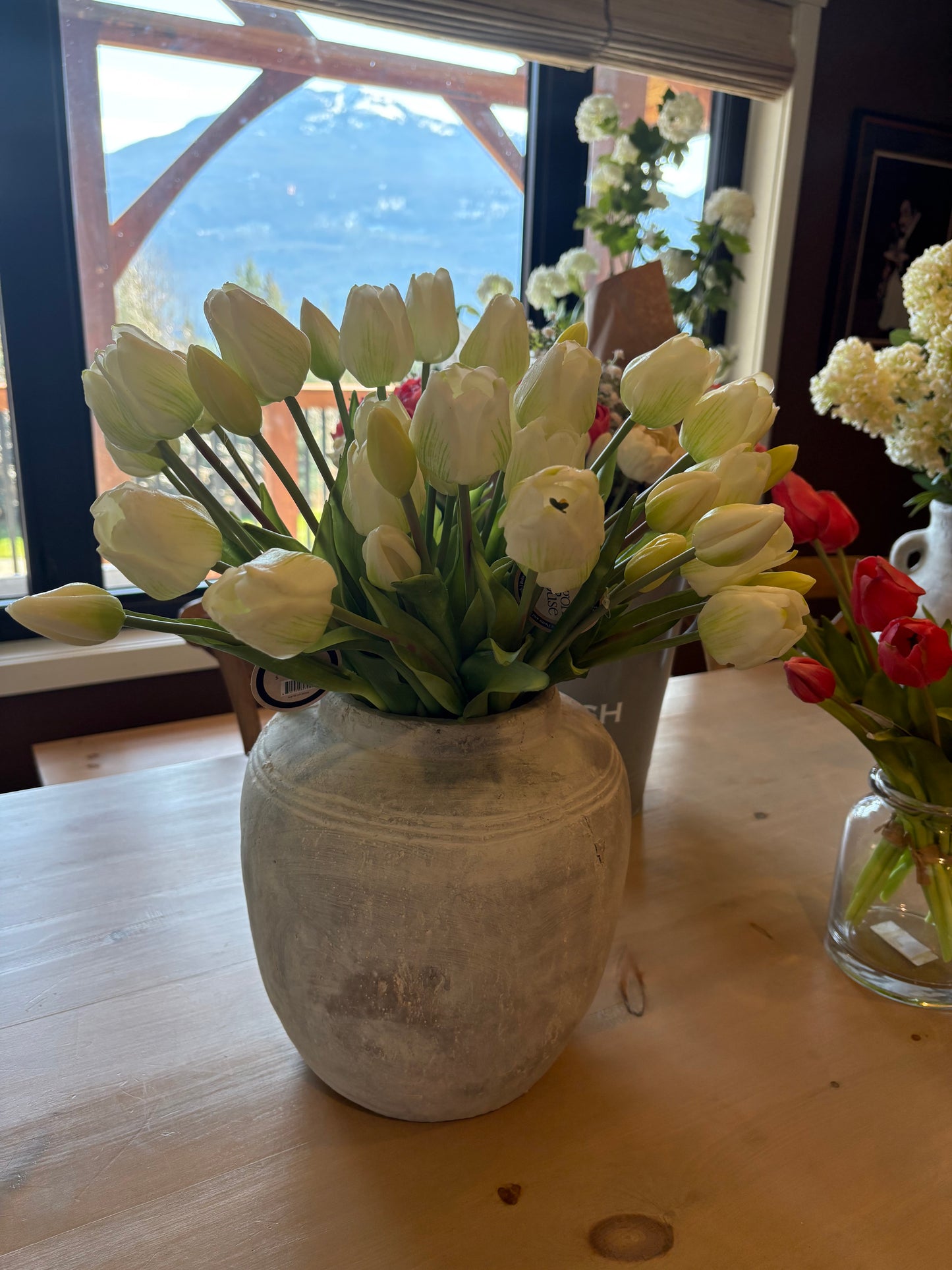 15.75" White Real Touch Tulips