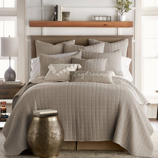 Mills Waffle Quilt Set: Taupe