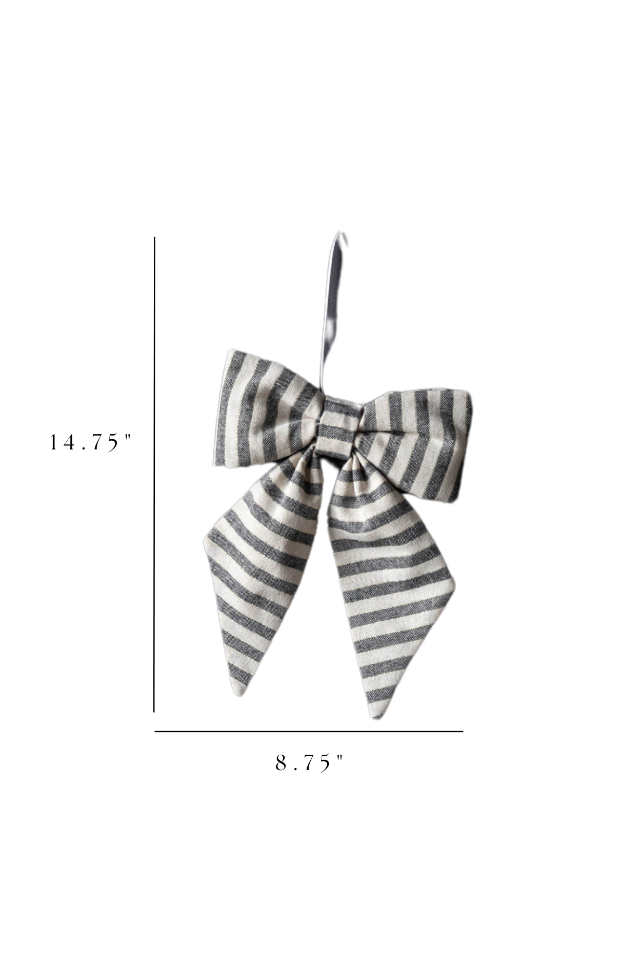 Bow Striped Charcoal Black Fabric - Large