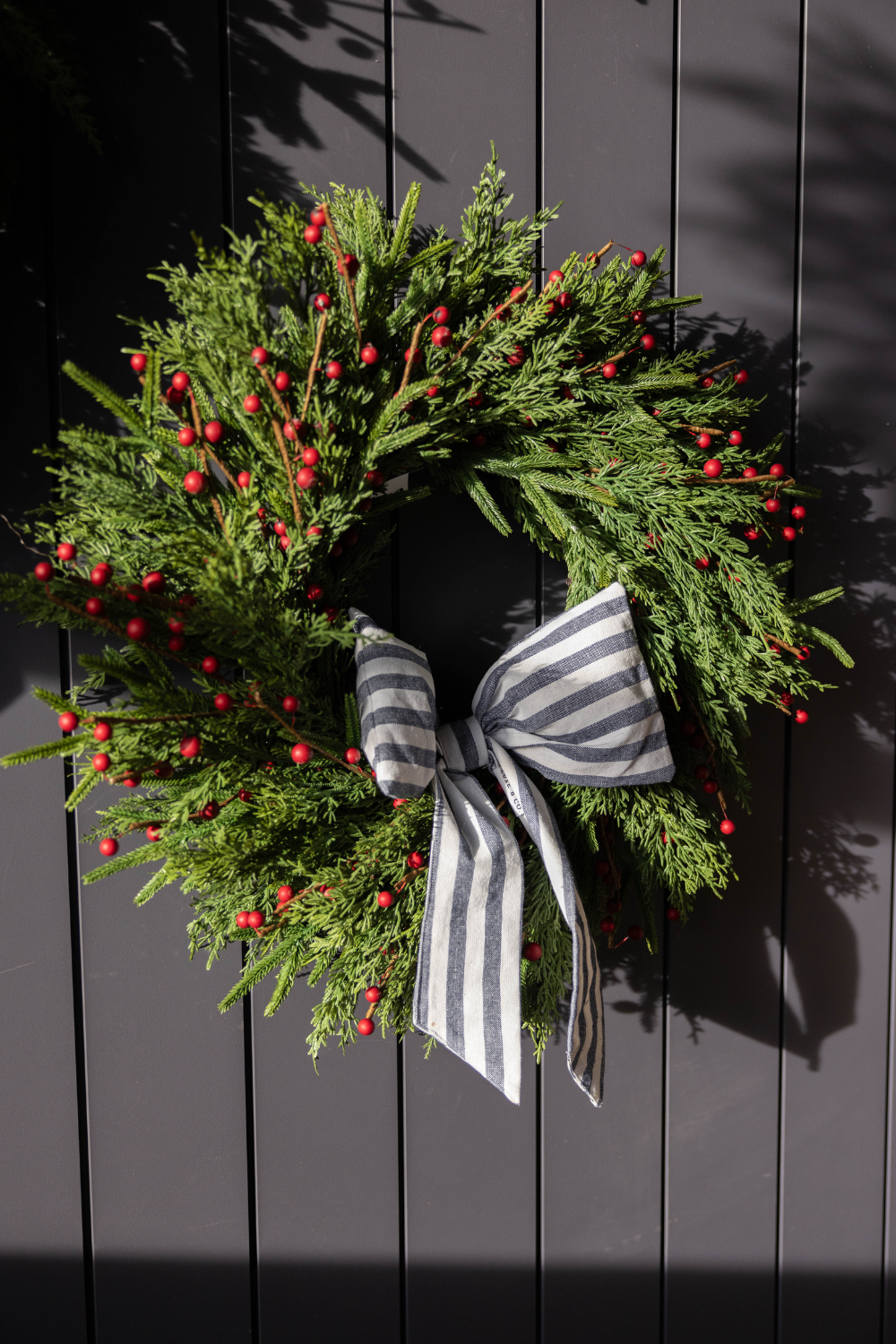 Red Plum Berry Norfolk Cypress Real Touch Wreath - 24"