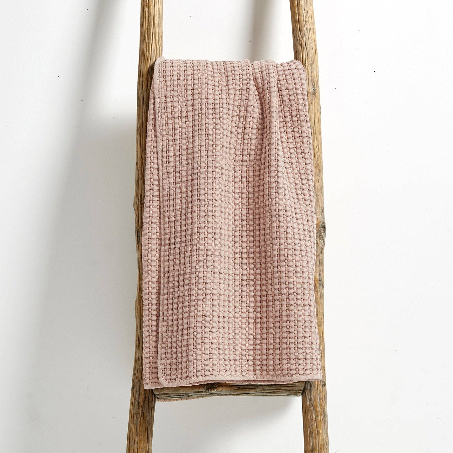 Mills Waffle Quilted Throw: Blush