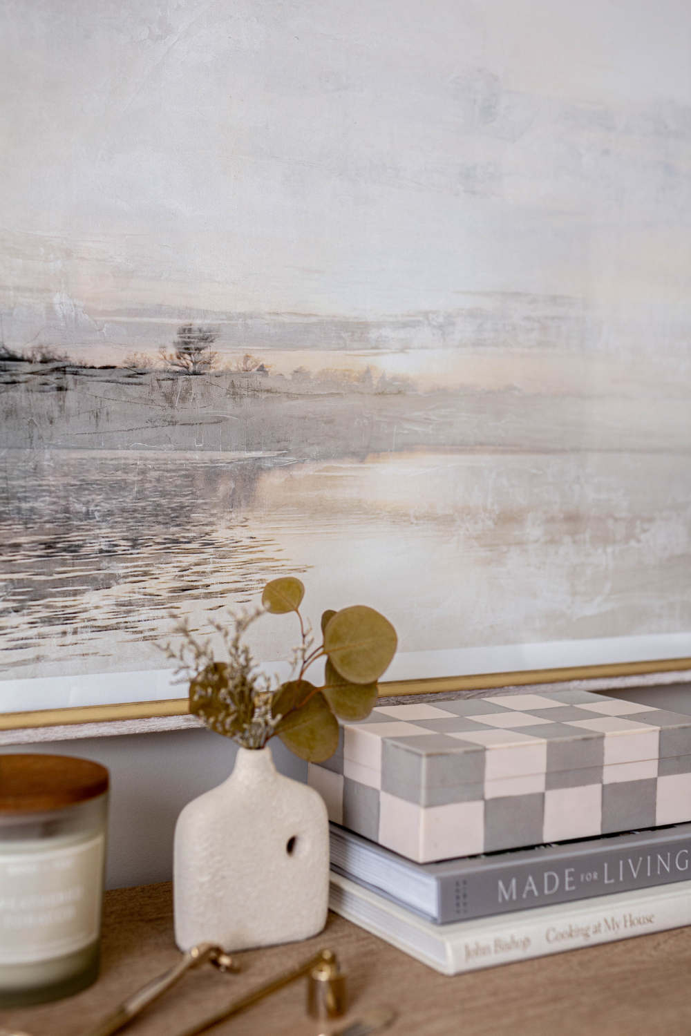 Checkered Gray & White Resin Decor Box