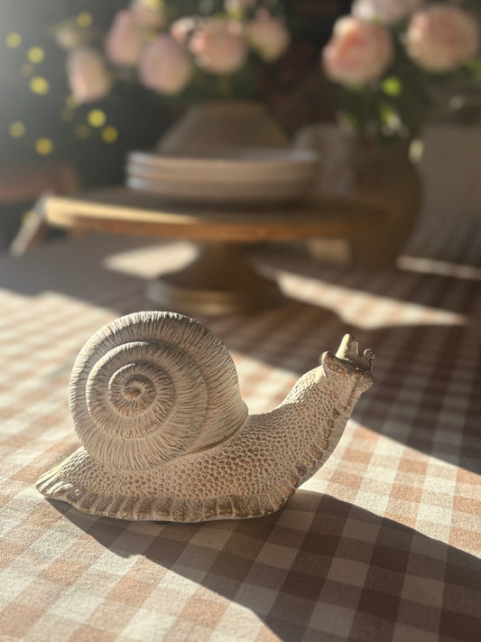 White Cement Garden Snail