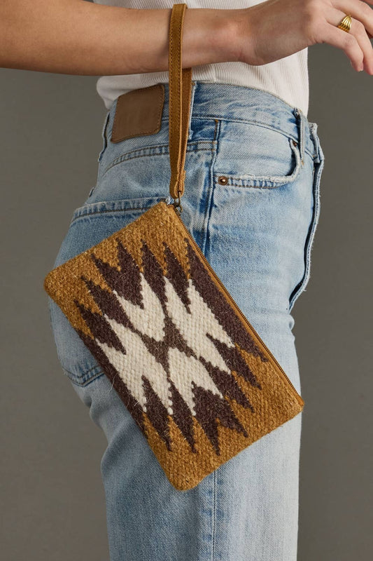 Tan, Brown & Cream Western Wristlet