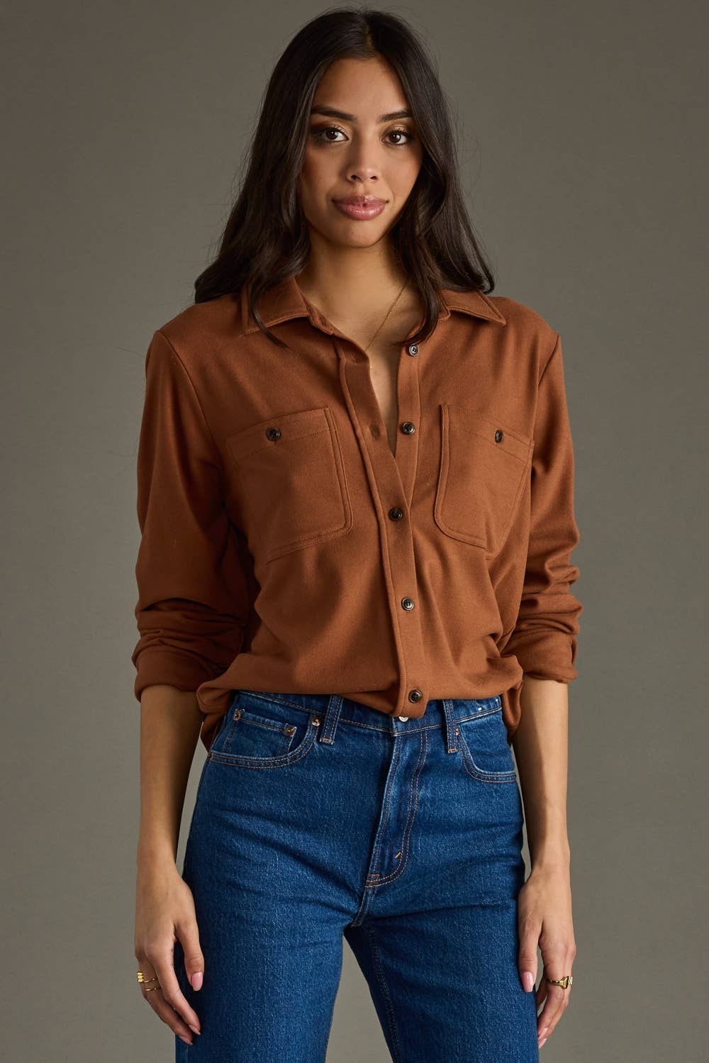 Brown Super Soft Button Up
