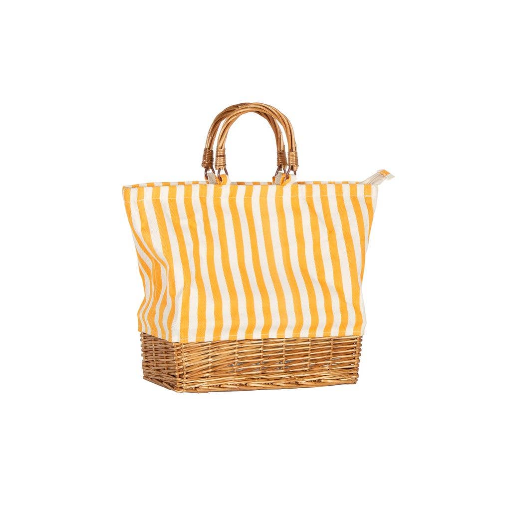 Rectangular Willow Base Insulated Picnic Bag – Yellow
