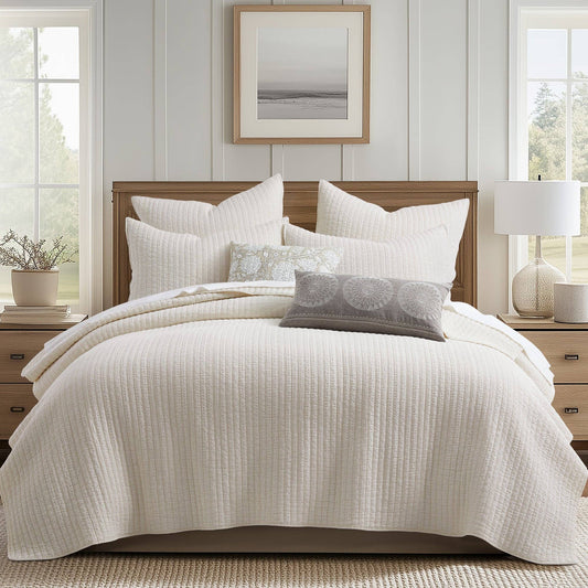 Loden Quilt Set: Cream / Full/Queen