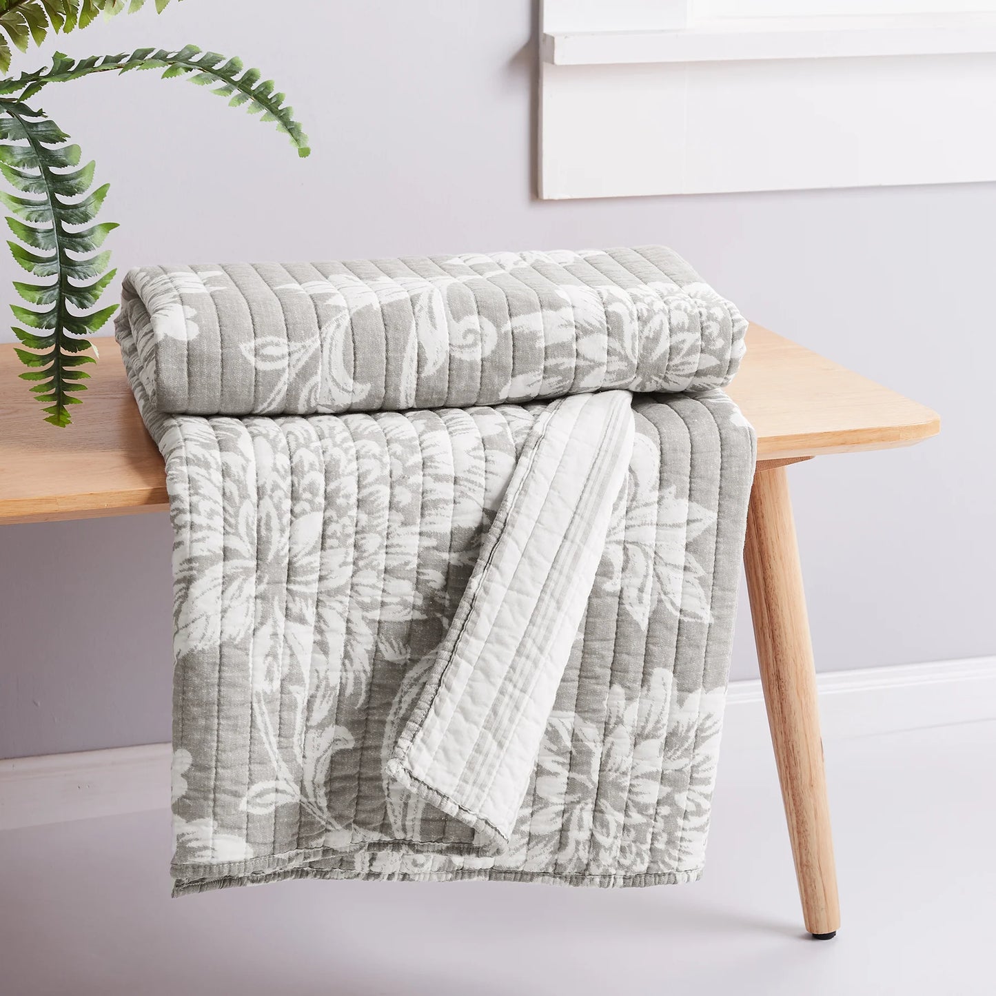 Sanira Taupe Quilted Throw